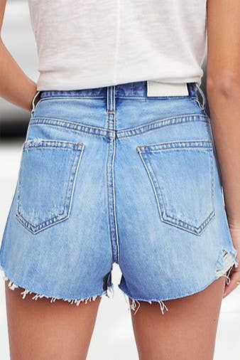 Rhinestone Pearl Studded Ripped Denim Shorts