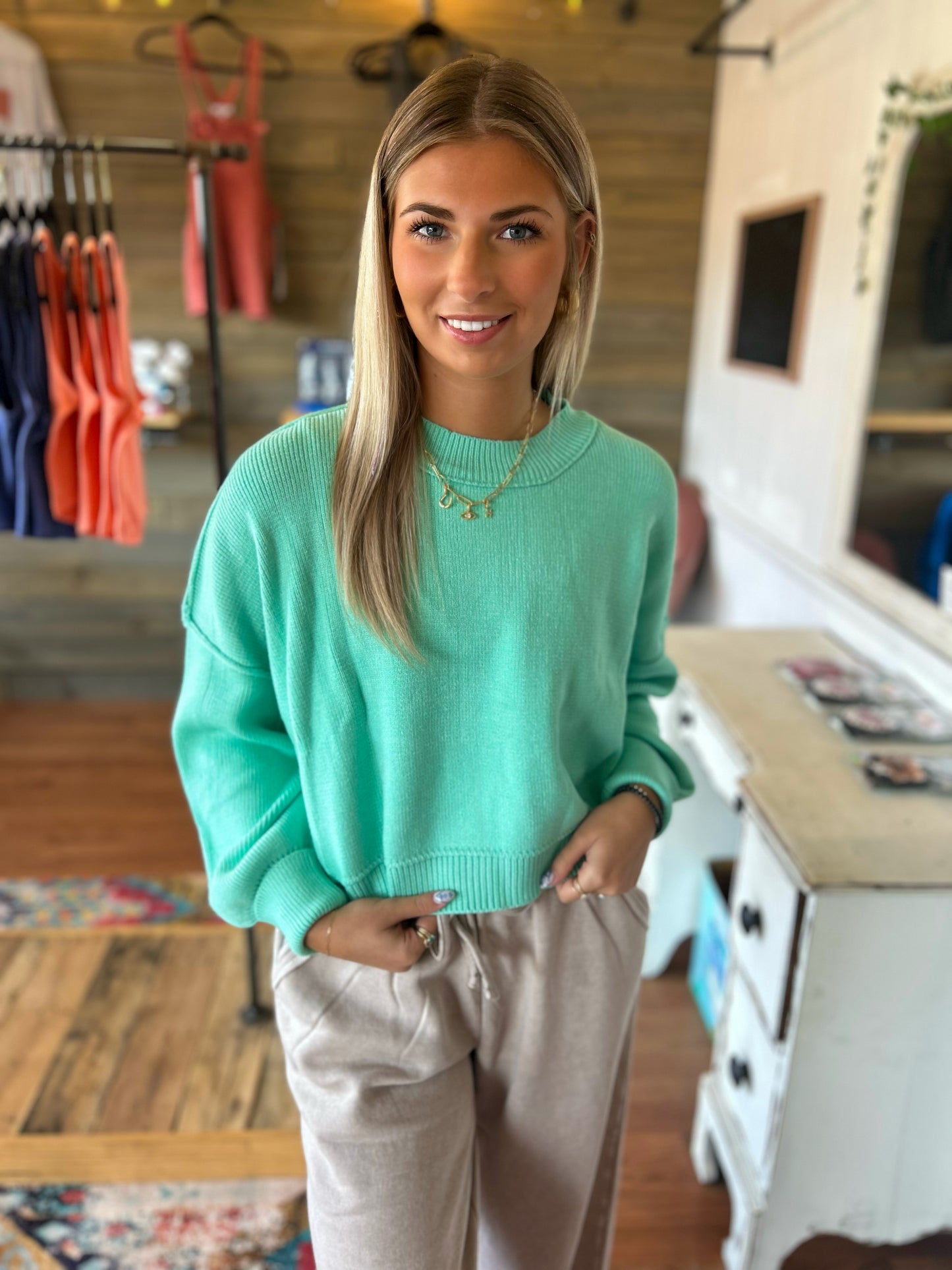 Angelica Lake Green Sweater