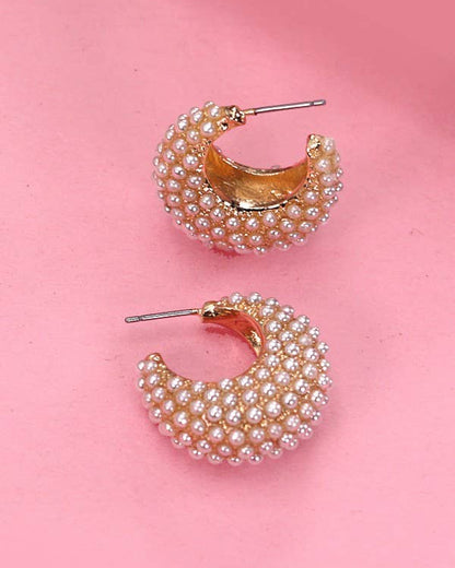 Pearl Moon Huggie Hoop