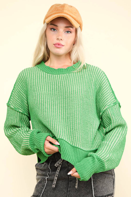 Gloria Two-Tone Striped Sweater