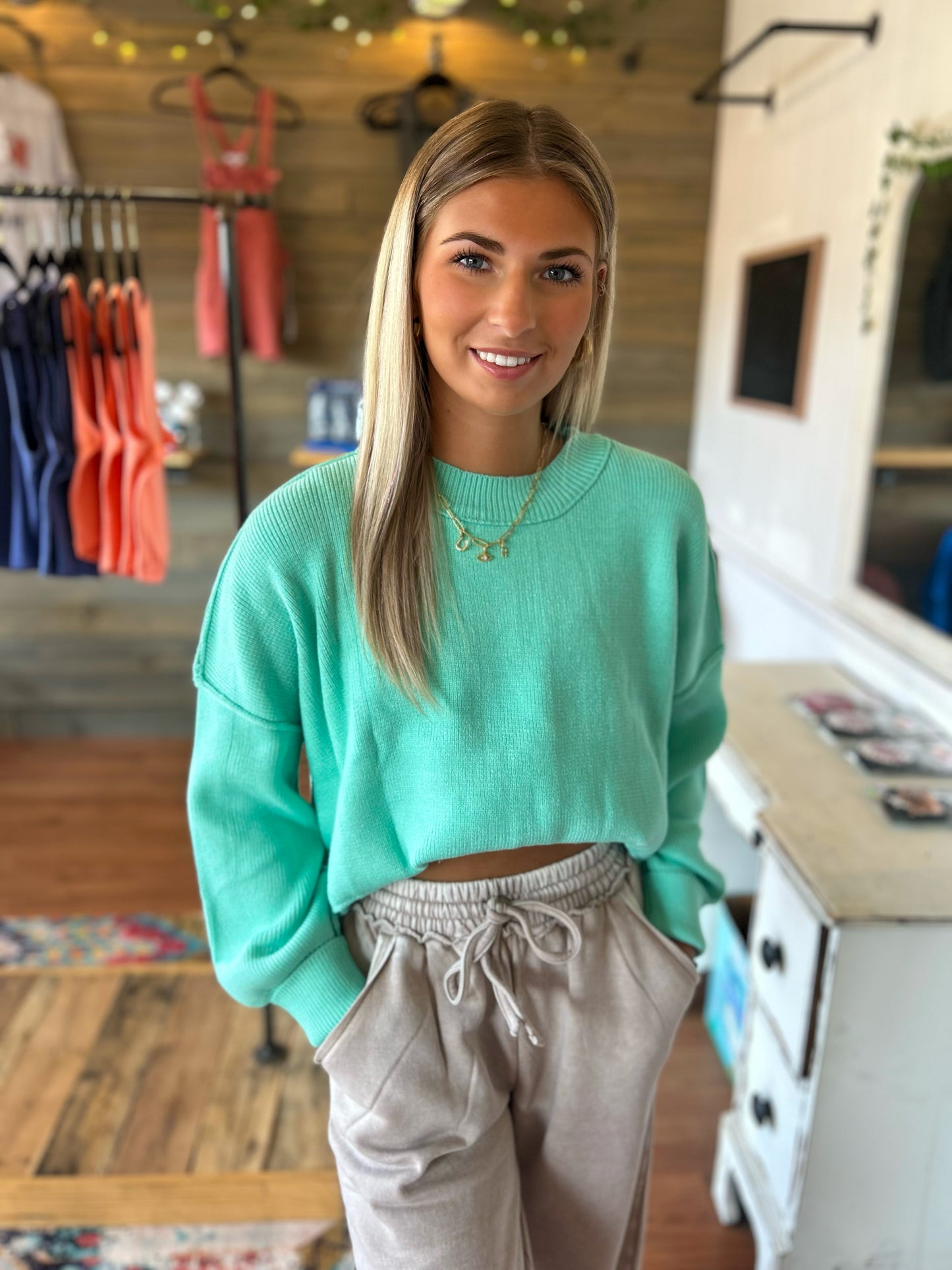 Angelica Lake Green Sweater