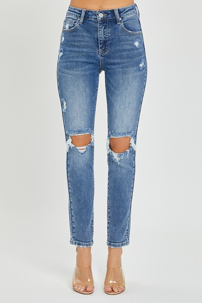 Risen Distressed Denim Jeans