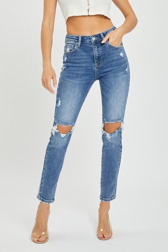 Risen Distressed Denim Jeans