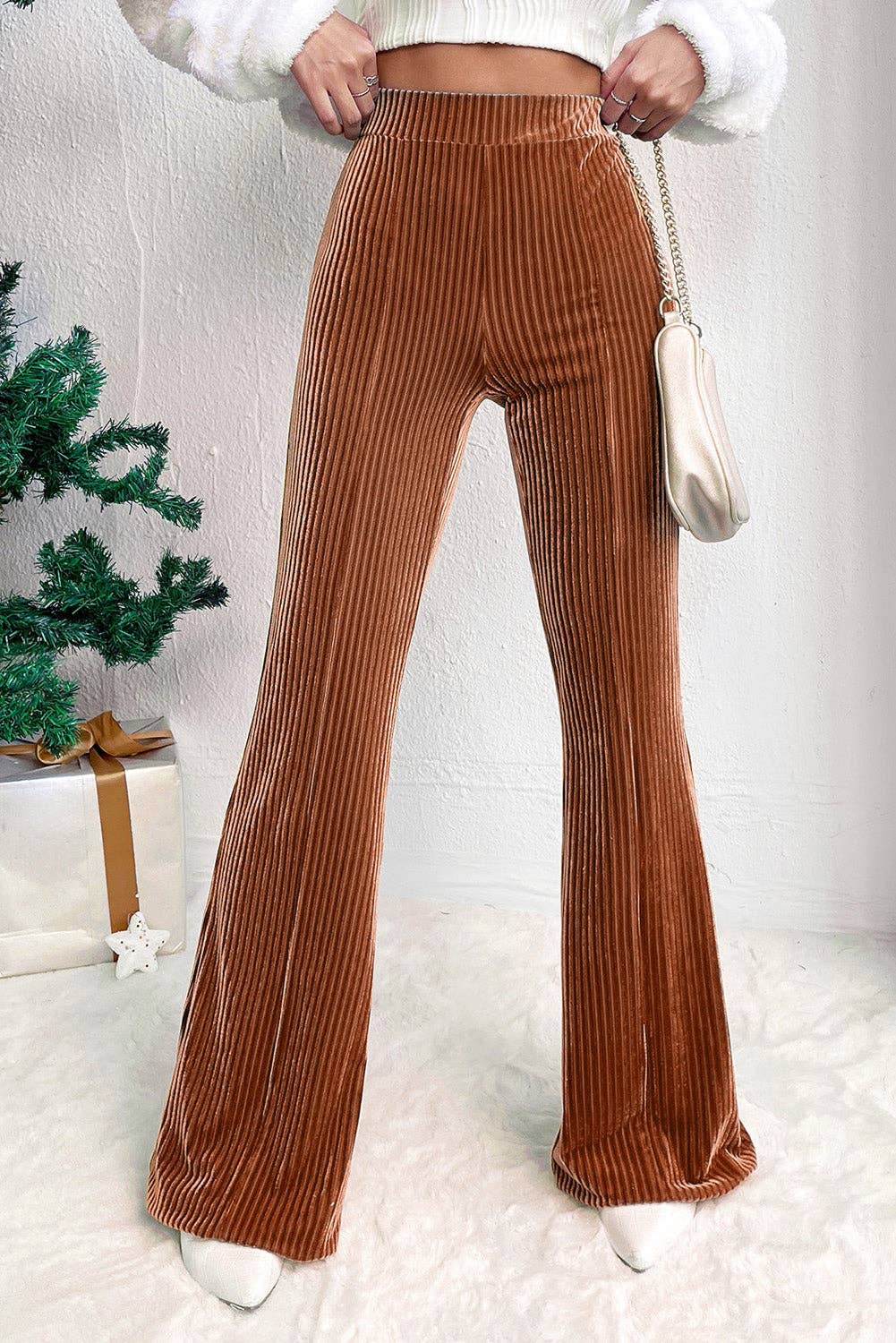 Chestnut Corduroy Flare Pants